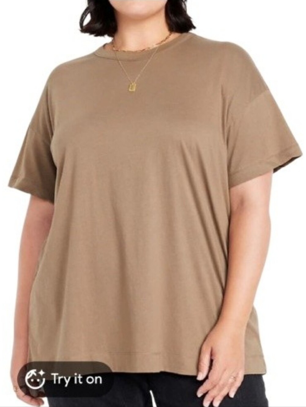 Old Navy Plus Oversized EveryWear Tunic T-Shirt Light Brown 100% Cotton 856601